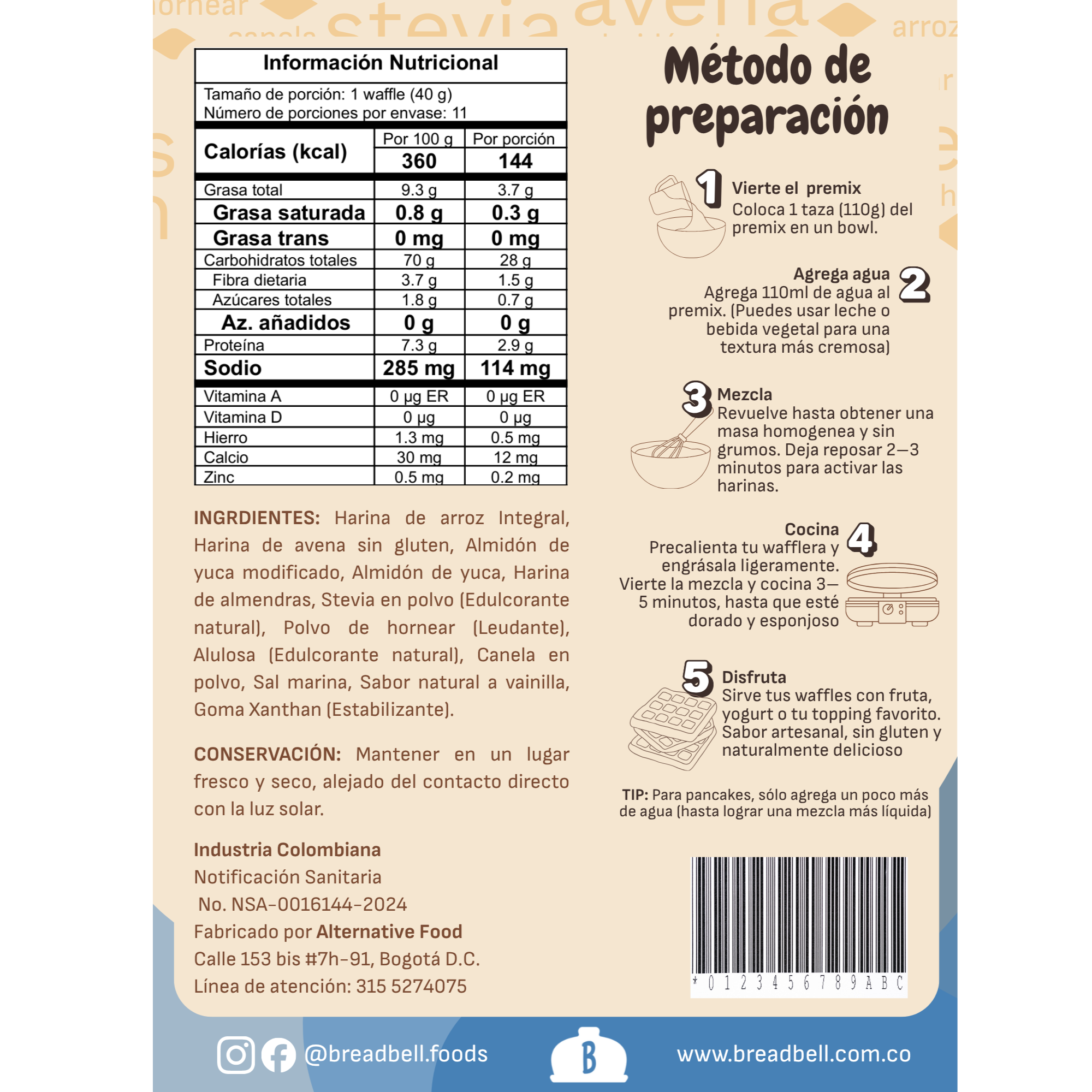 Premix Waffles & Pancakes Sin Gluten - Vainilla Canela