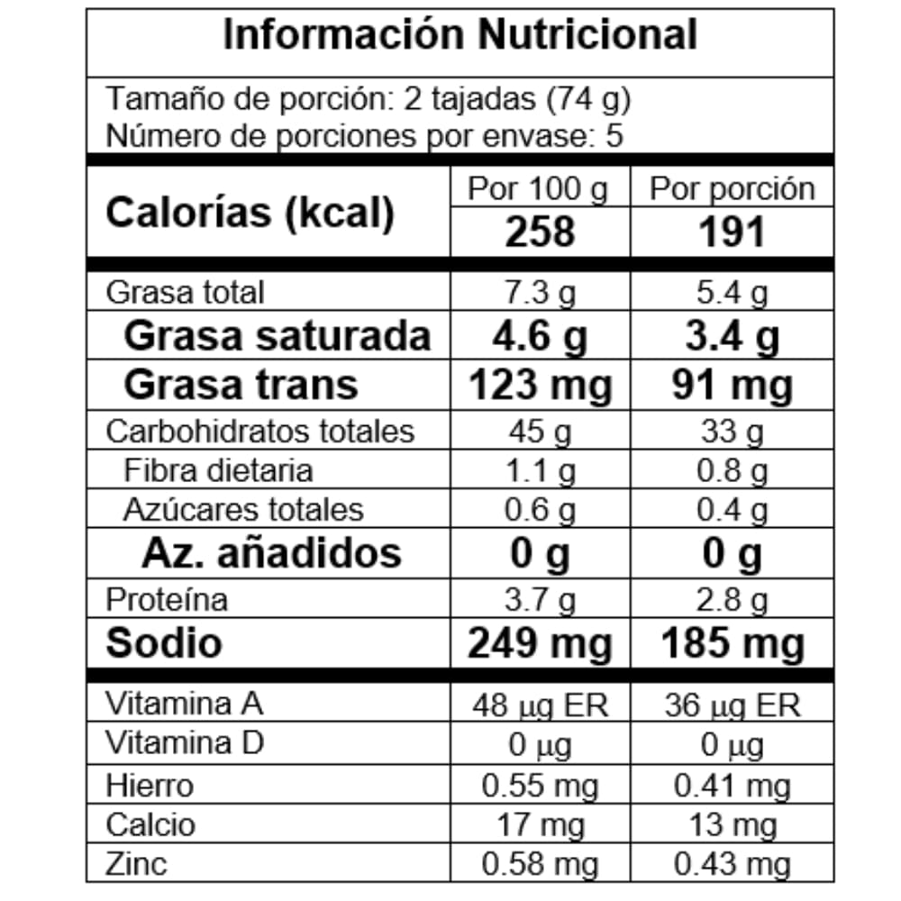 Pan tradicional mantequilla 100% Sin Gluten 370g
