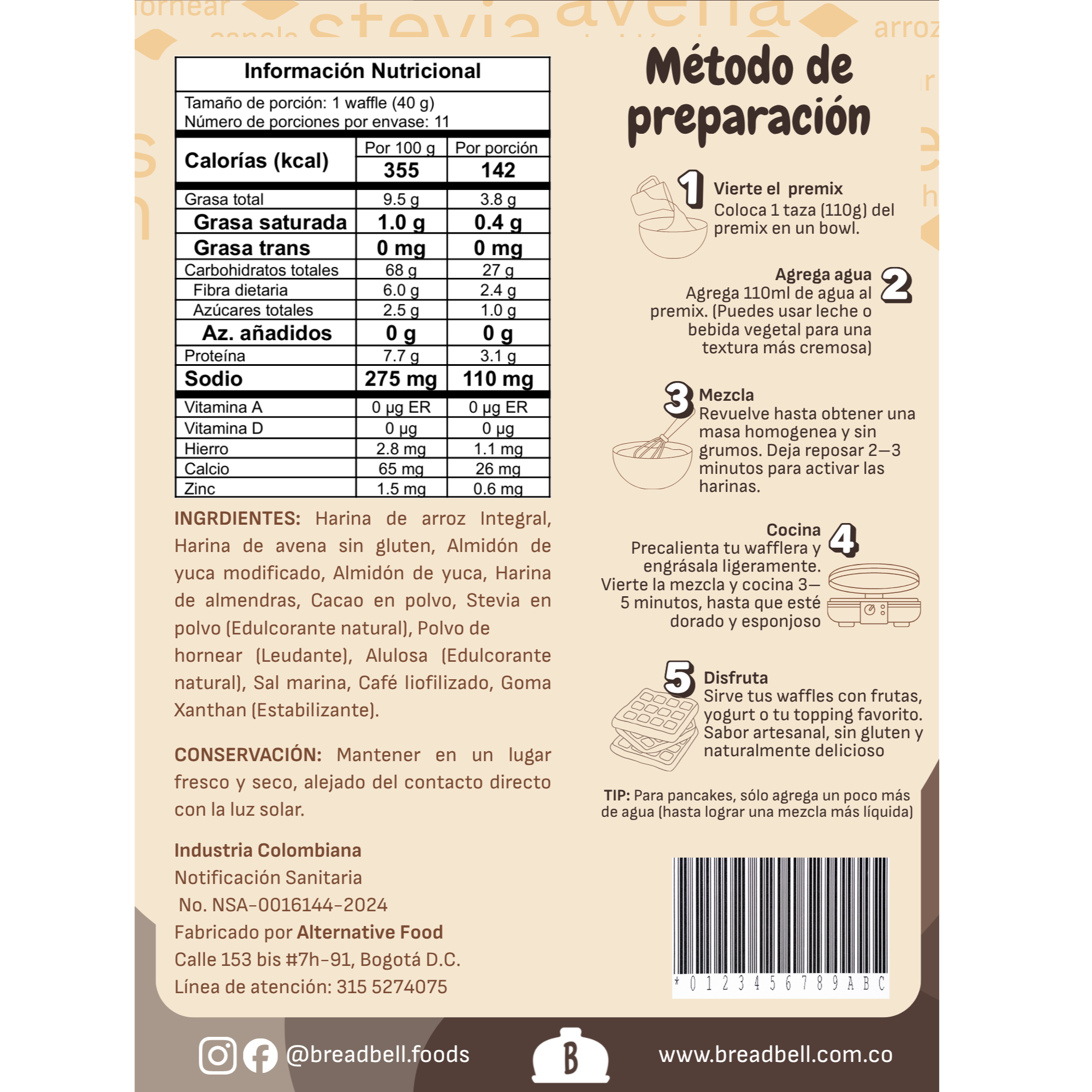 Premix Waffles & Pancakes Sin Gluten - Cacao